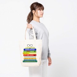 Book Lover's Club Tote Bag | Multi-Purpose Tote Bag | Natural & Black